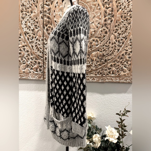 Lara Knit Black & Gray Mohair Wool Sweater Cardigan, Made in Italy 🇮🇹 - size M - Picture 4 of 12